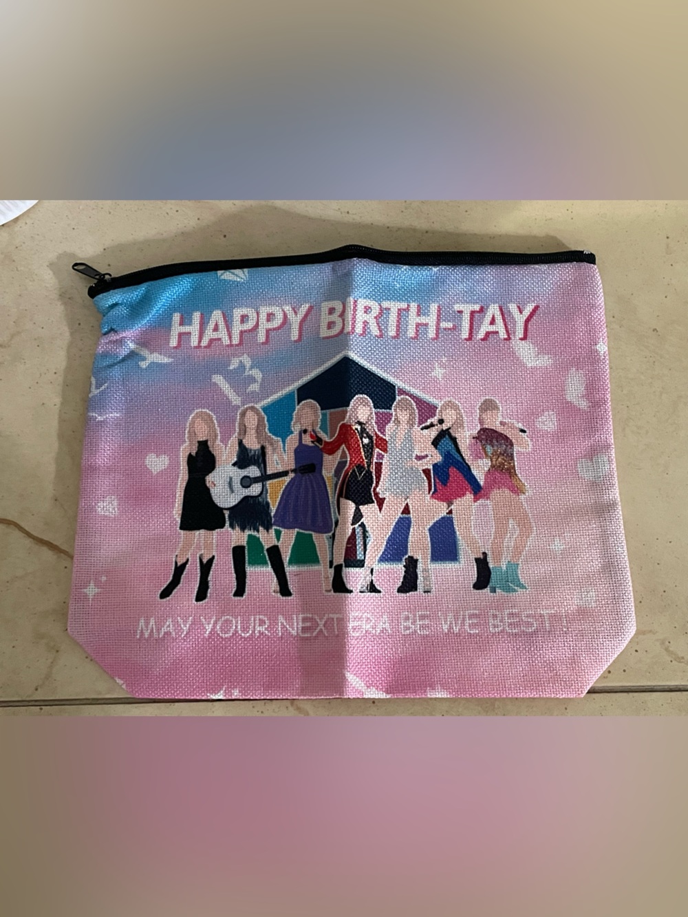 Happy Birth-Tay Pink Gradient Cosmetic Pouch NWOT